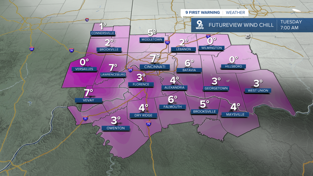 Wind Chills - Tuesday morning