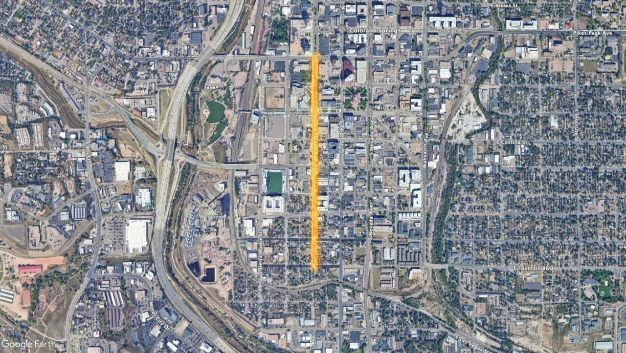 Map of downtown with cascade ave highlighted