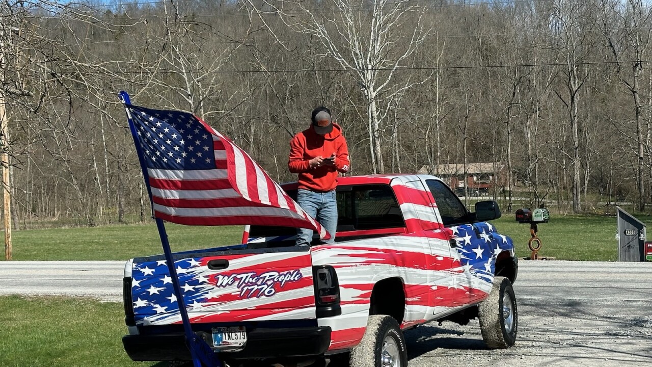Indiana HS Student Truck Wrapped American Flag