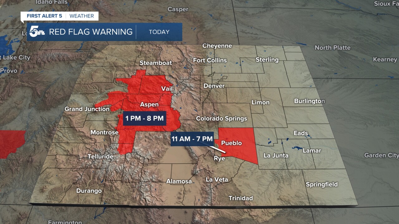 Colorado Red Flag Warnings on Saturday, June 13th