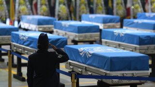 A repatriation ceremony for U.S. soldiers' remains in South Korea