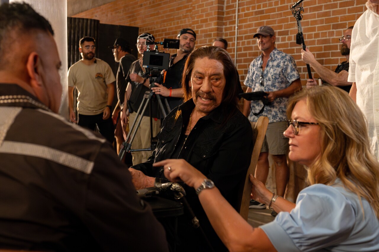 Sally Shamrell directing actors including Danny Trejo in the movie Choir Practice