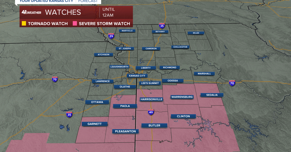 Severe thunderstorm watch issued for parts of Kansas City area Thursday