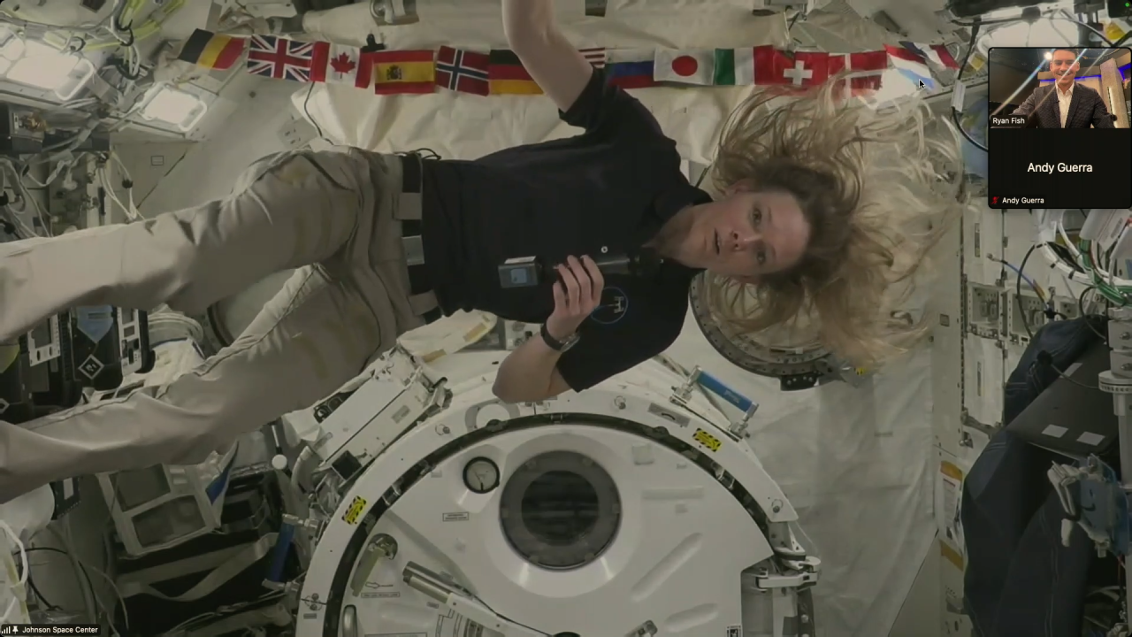 Nichole Ayers talking with Ryan Fish