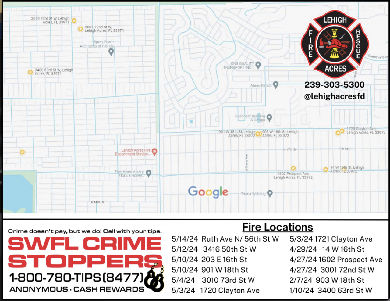 Lehigh Fire locations