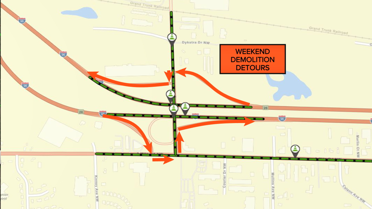 Fruit Ridge bridge demolition detours