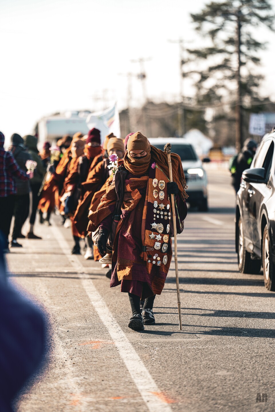 A group of Buddhist monks on a 2,300-mile peace walk is making their way across Virginia as they head nation's capital.  