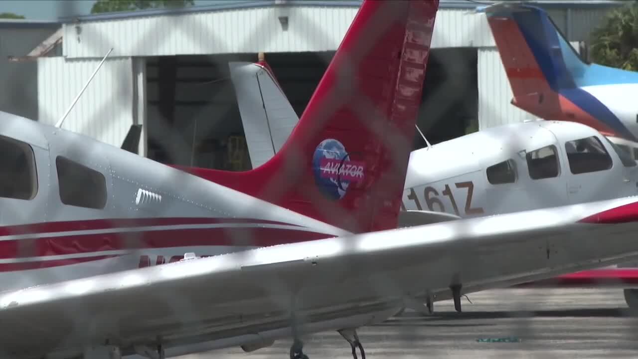 Aviator College logo visible on plane at Treasure Coast International Airport