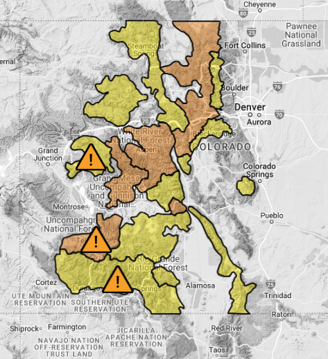 Colorado Avalanche Information Center map february 6 2024