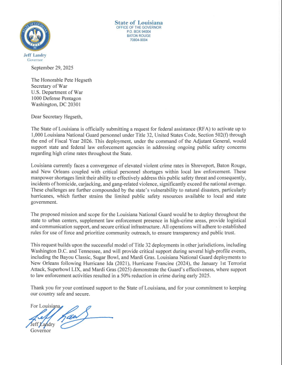 GOV. LANDRY LETTER TO SEC. HEGSETH.png