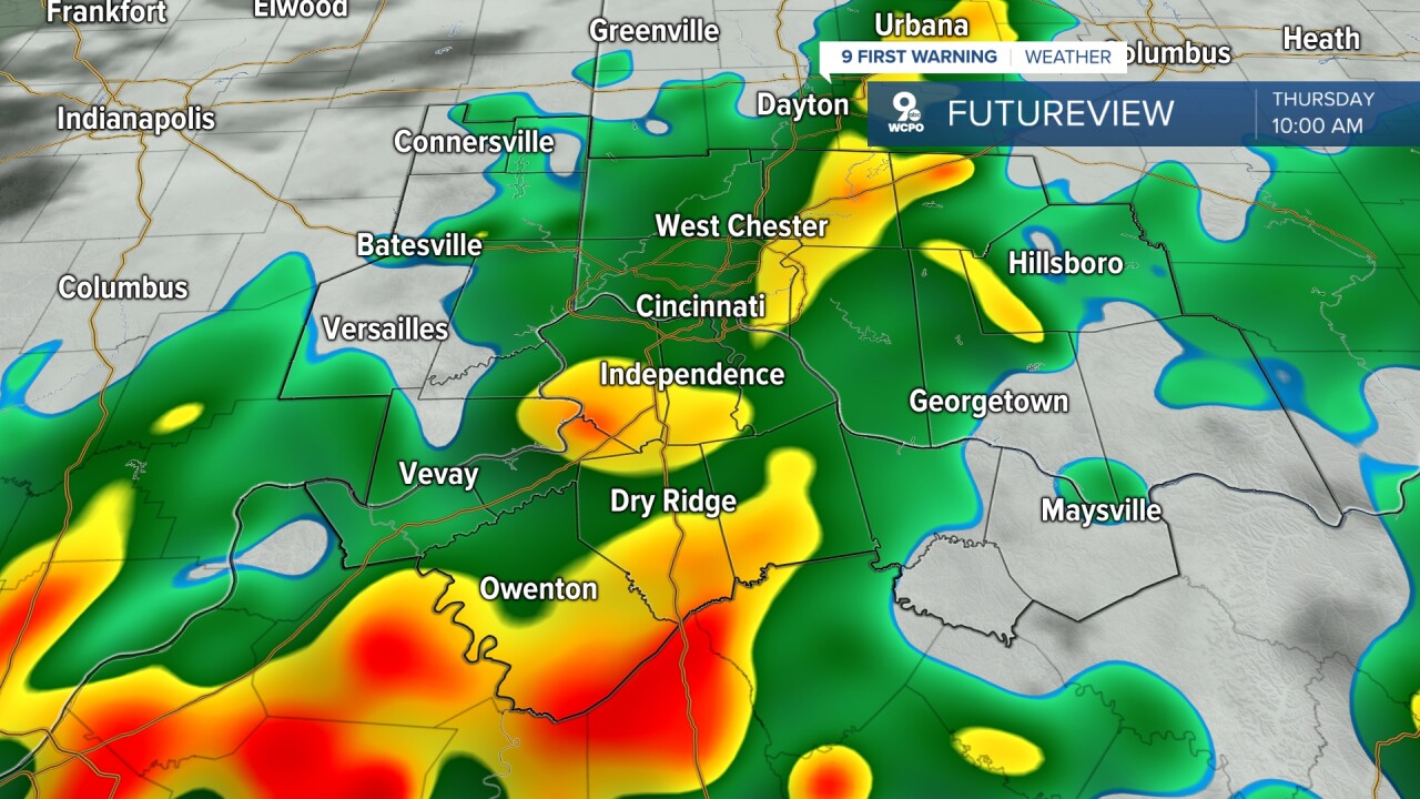 Thursday rain by 10 a.m.
