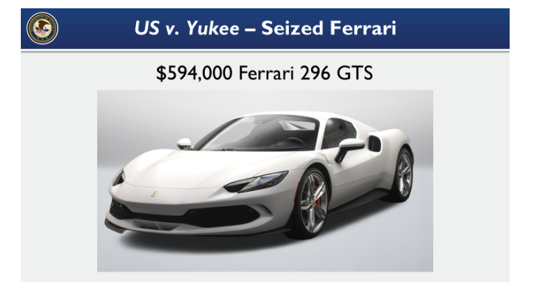 Yukee seized Ferrrari