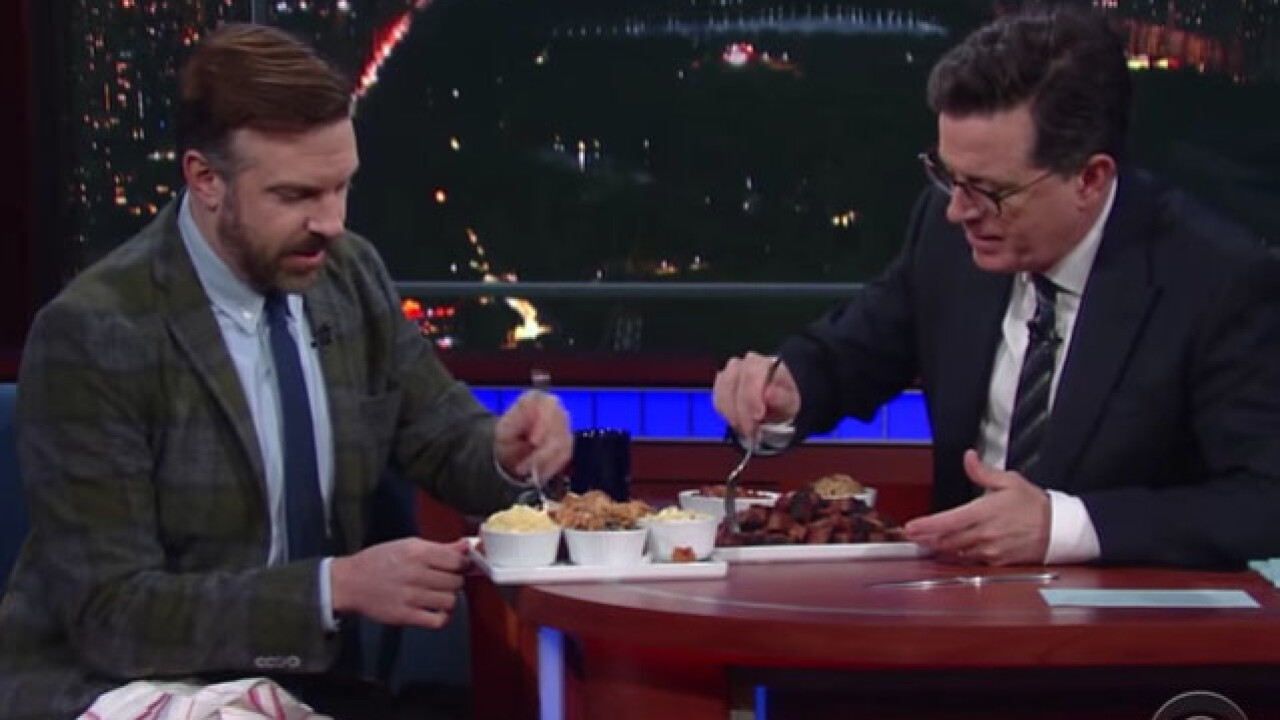 Bbq Battle Jason Sudeikis Brings Joe S Kansas City To The Late Show With Stephen Colbert