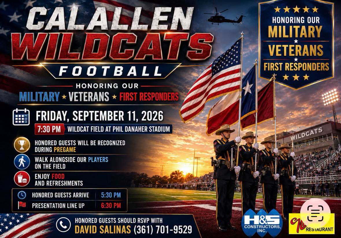 Calallen is recognizing Military, Veterans and First Responders for their service to the community during the 25th the anniversary of 9/11