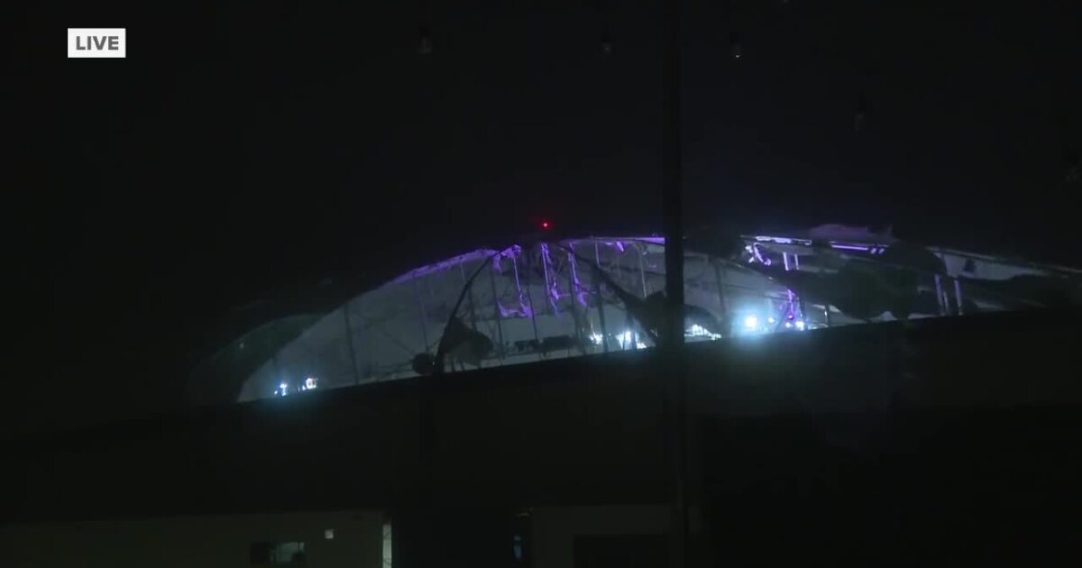 Tampa's Tropicana Field roof ripped off by winds during Hurricane Milton