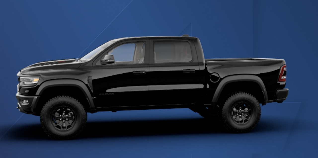Police immediately began looking for a highly distinctive vehicle: a black 2021 or 2022 Ram 1500 TRX with amber lights in the hood scoop, flashing amber lights on both side mirrors, possibly flashing headlights and likely front-end damage.