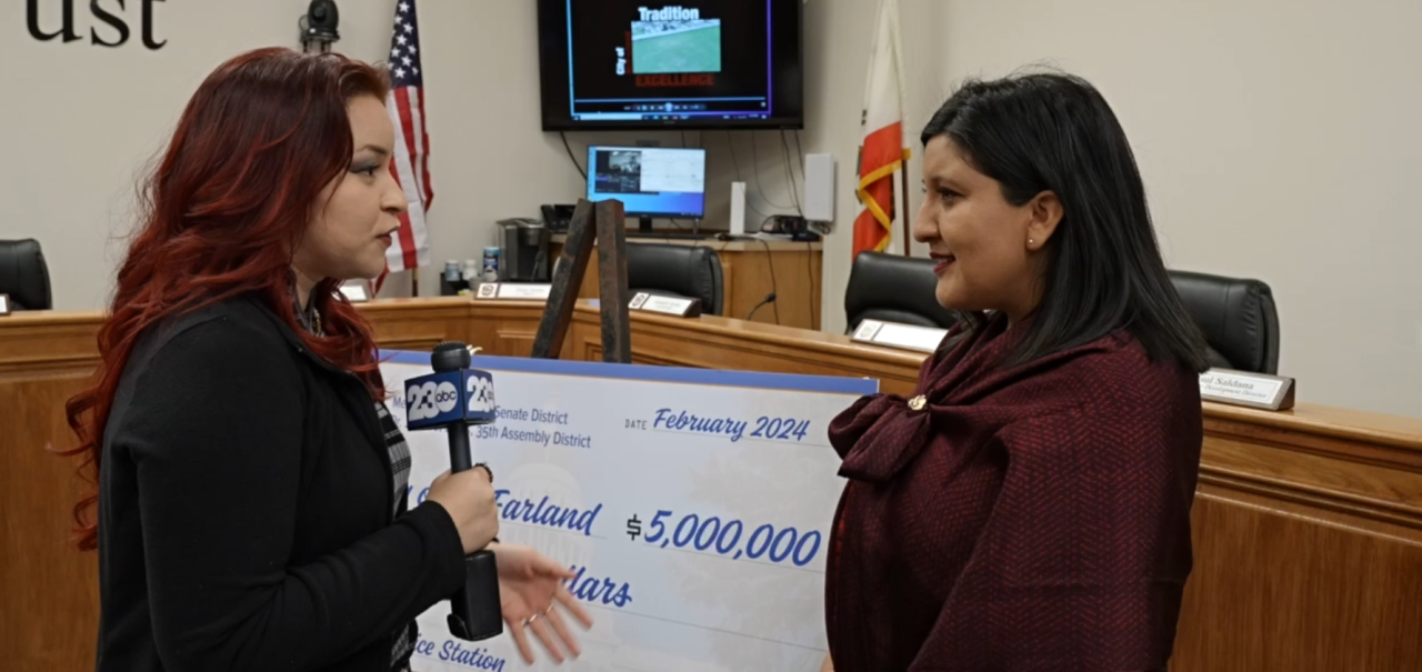 23ABC Neighborhood News Reporter Ruby Rivera Interviewing Sen. Melissa Hurtado about the new incoming McFarland Police Station