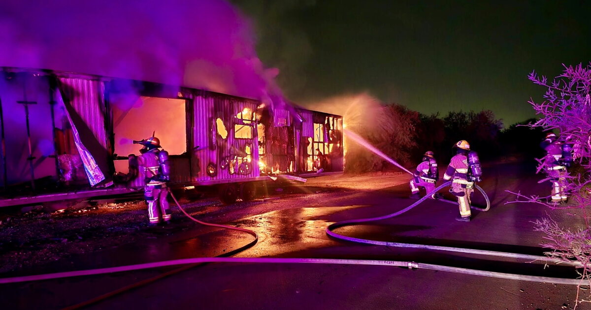 Tucson Fire crews tackle mobile home fire on Southside