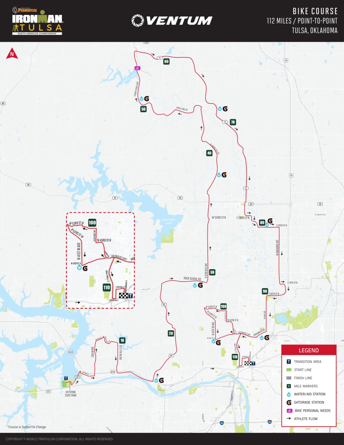 2021 Certified Piedmontese IRONMAN North American Championship Tulsa bike course
