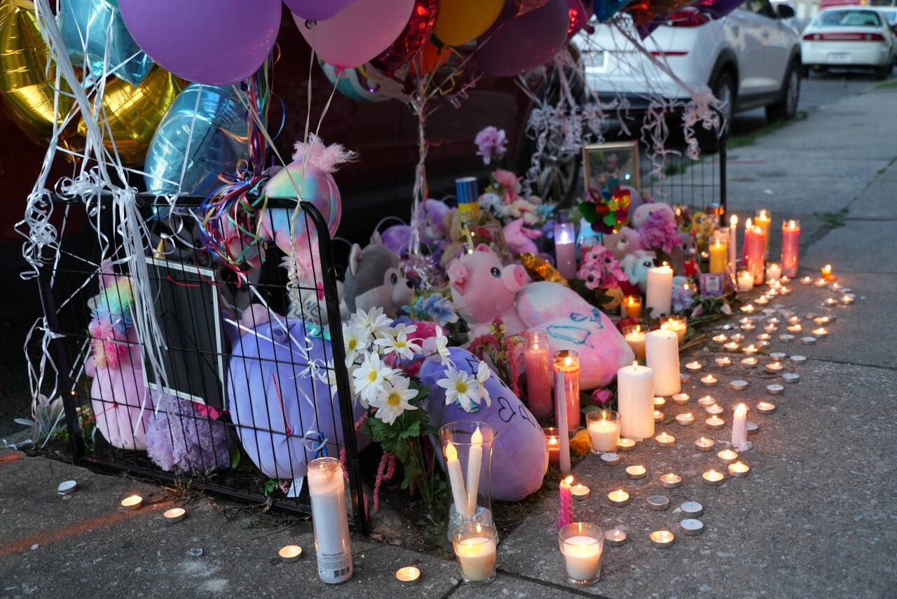 The memorial for Jordan on W Pratt Street