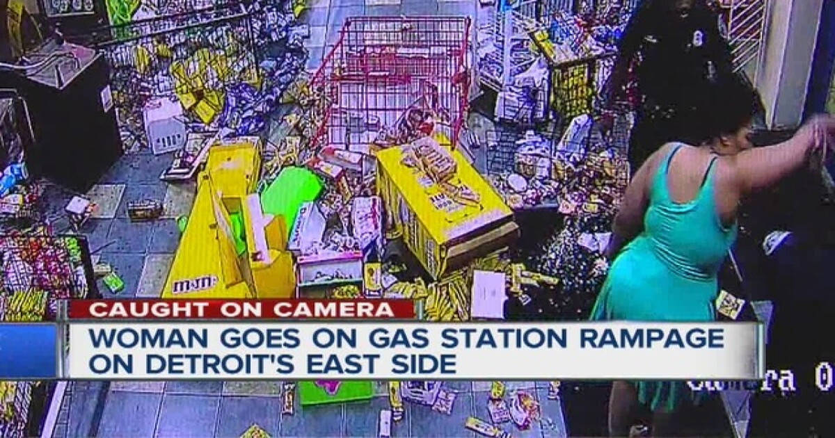 Caught on camera: Woman trashes gas station