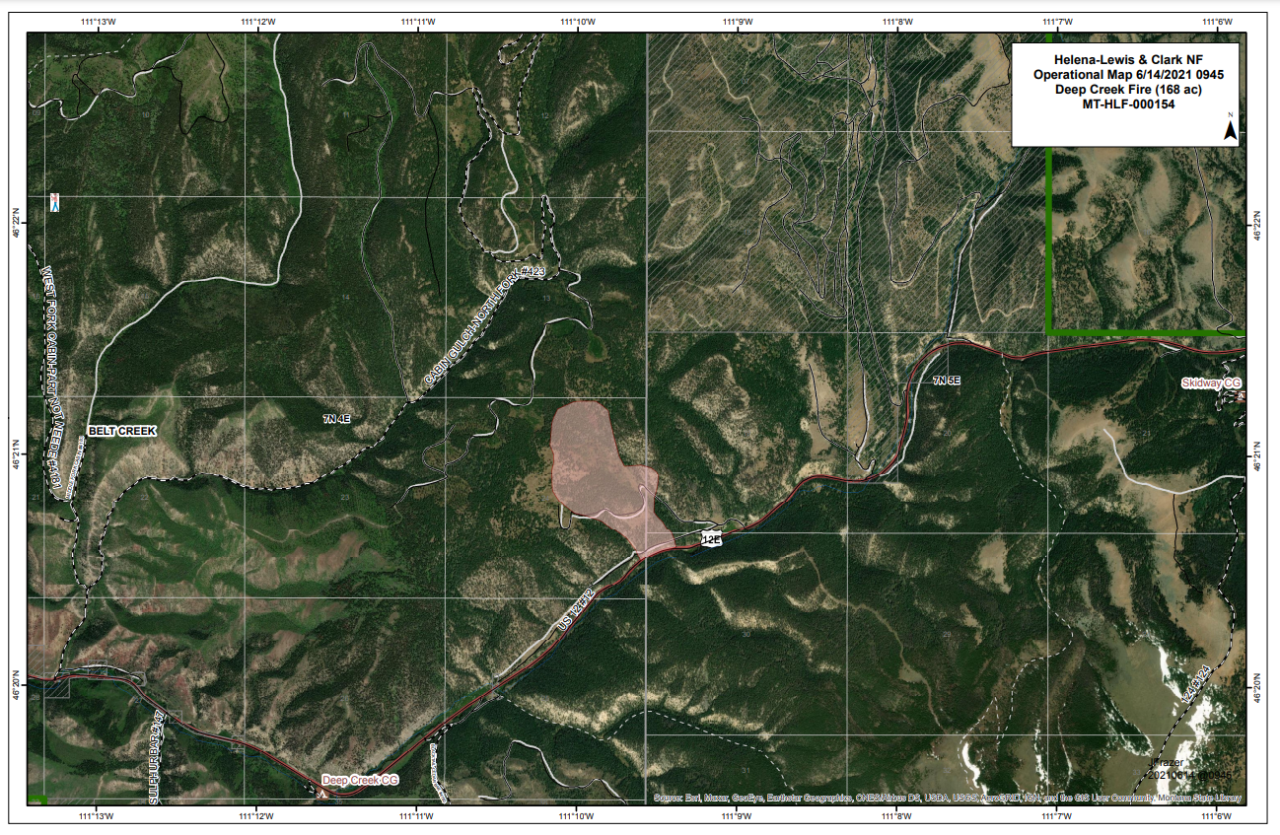 Deep Creek Fire map June 14