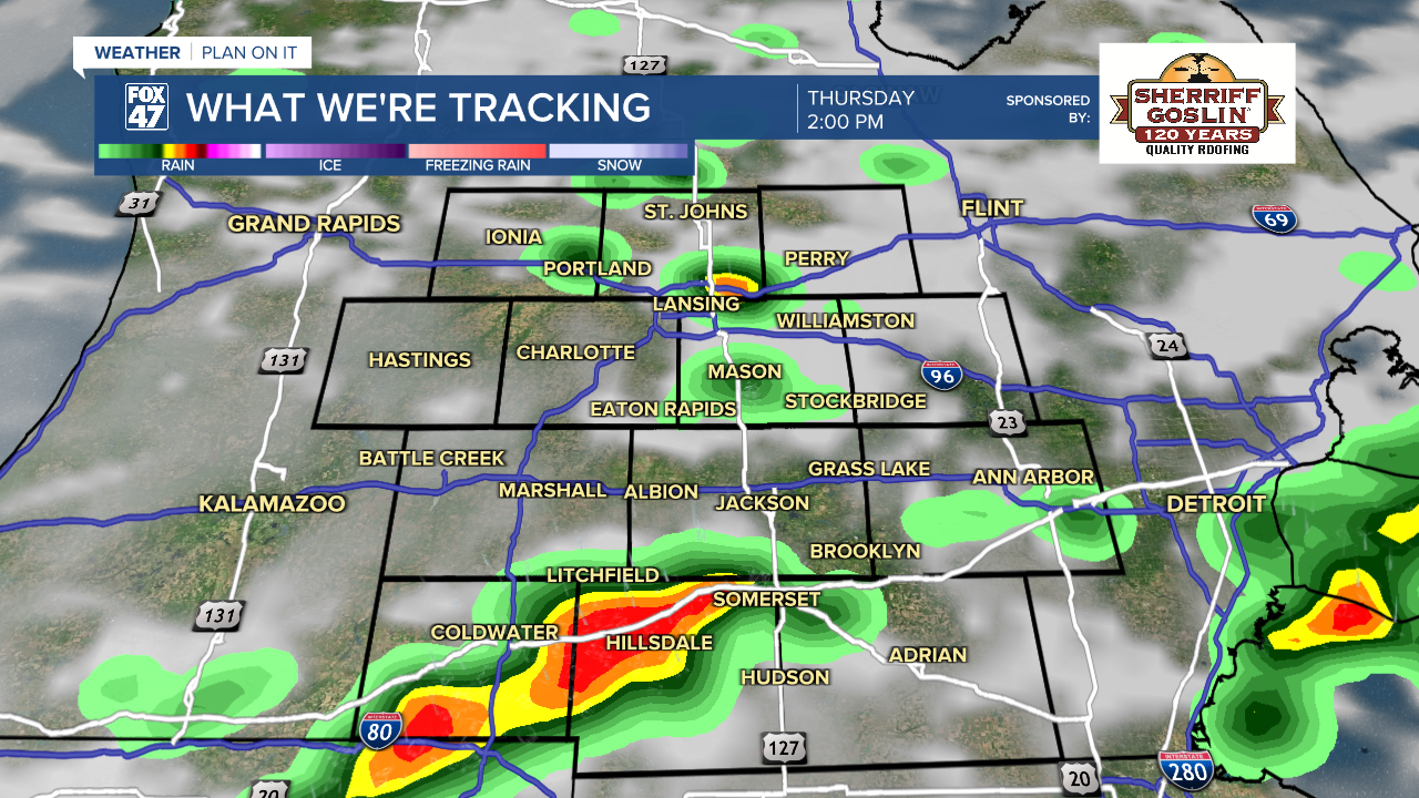 Scattered thunderstorms expected throughout the day Thursday with heavy rainfall rates and strong winds as main impacts