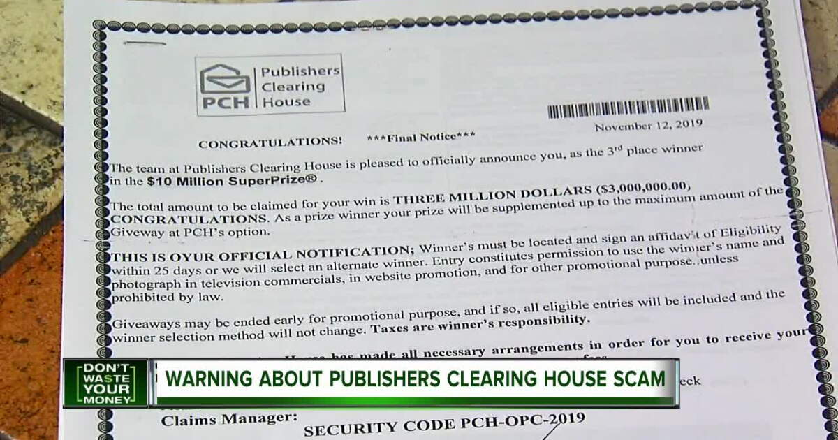 Pch Scam Script Publishers Clearing House scam takes $5,000 from elderly woman