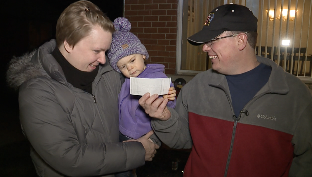 The Milner family receiving a special surprise