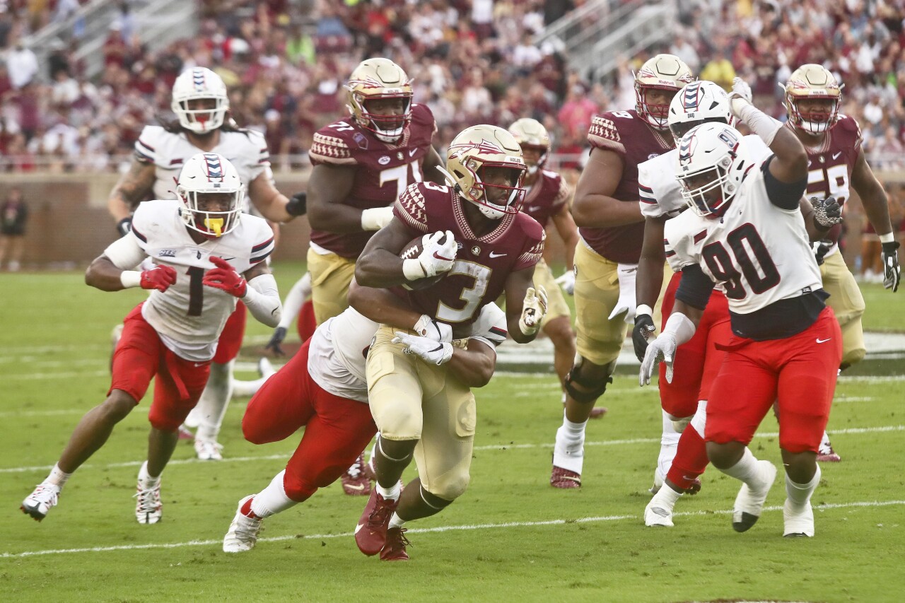 Florida State Seminoles running back Trey Benson vs. Duquesne Dukes in 2021