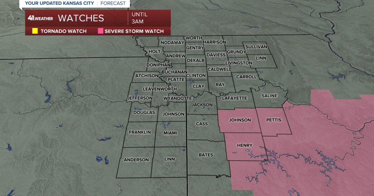 Severe thunderstorm watch issued for counties southeast of Kansas City area