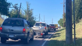 Traffic delays at the scene of a deadly crash on Whitefish Stage Road on July 31, 2022.