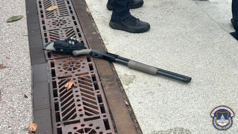 A gun on the ground after a man was arrested near the U.S. Capitol.