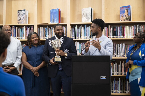 Mayor Scott visits 6 Baltimore City schools on first day back, awards Katherine Johnson Global Academy for attendance