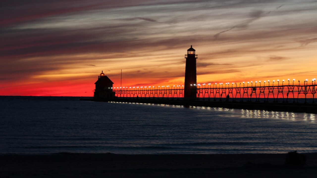 Lake Michigan sunset Grand Haven State Park