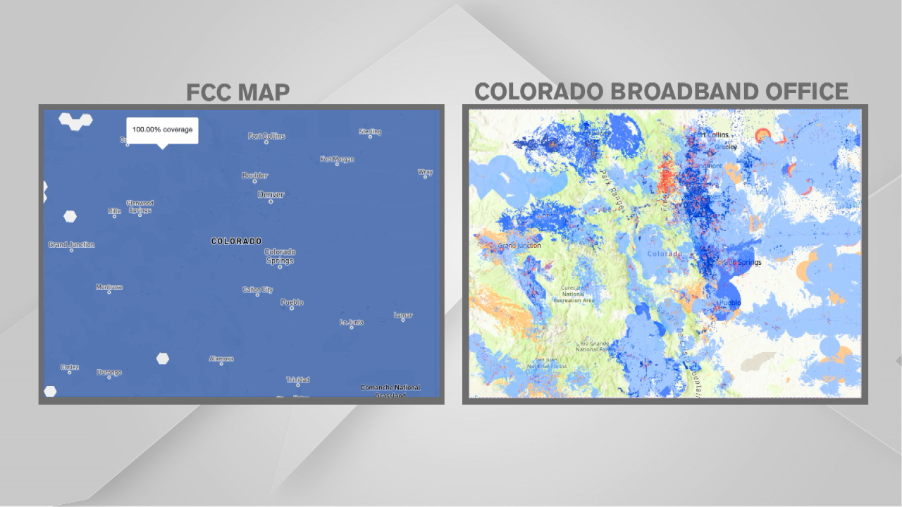 The difference between the FCC and the Colorado Broadband Office maps of internet coverage