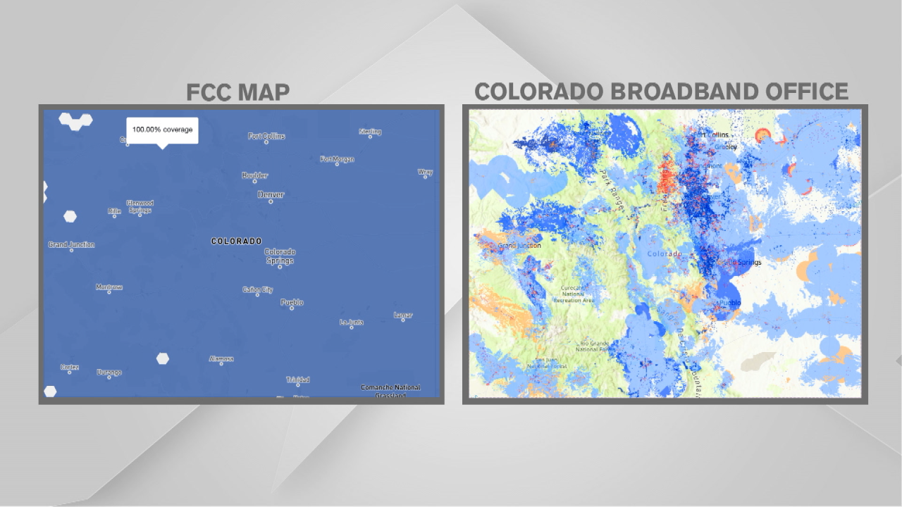 The difference between the FCC and the Colorado Broadband Office maps of internet coverage 