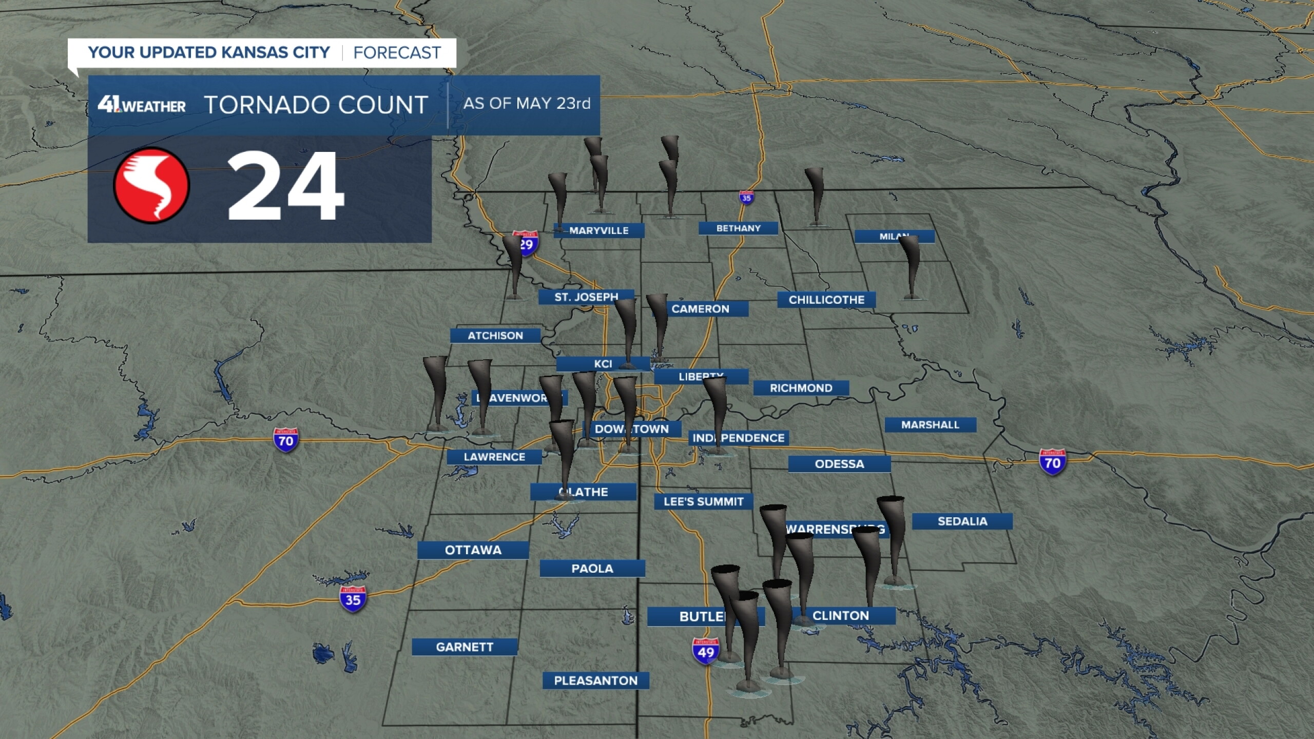 NWS confirms 2 additional EF1 tornadoes in KC area on Sunday