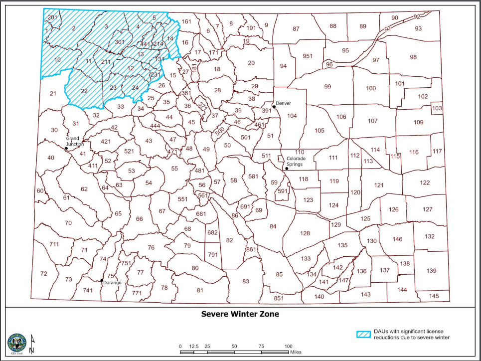 Severe weather zone for elk 2022-2023