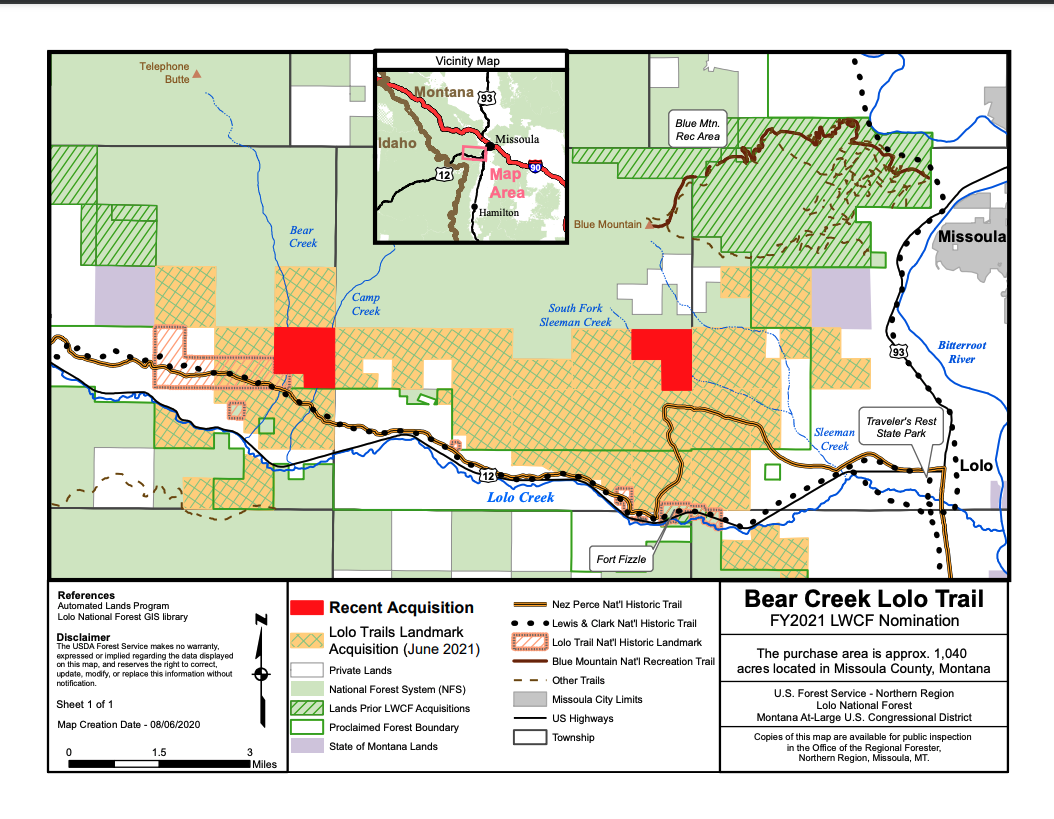 Lolo Creek Land Purchase Map