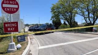 One person was found dead inside a burning car 