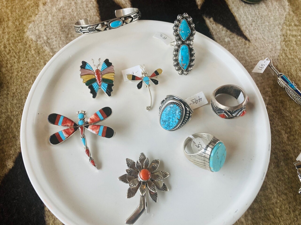 Native American jewelry at Gilcrease's display in Mother Road Market