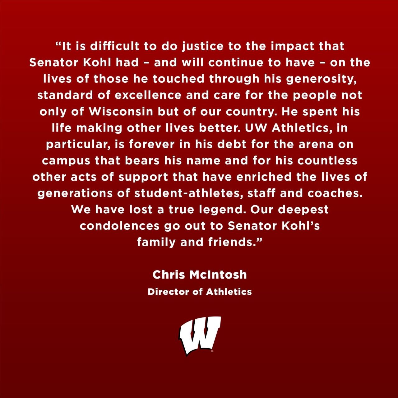 University of Wisconsin Athletics Statement