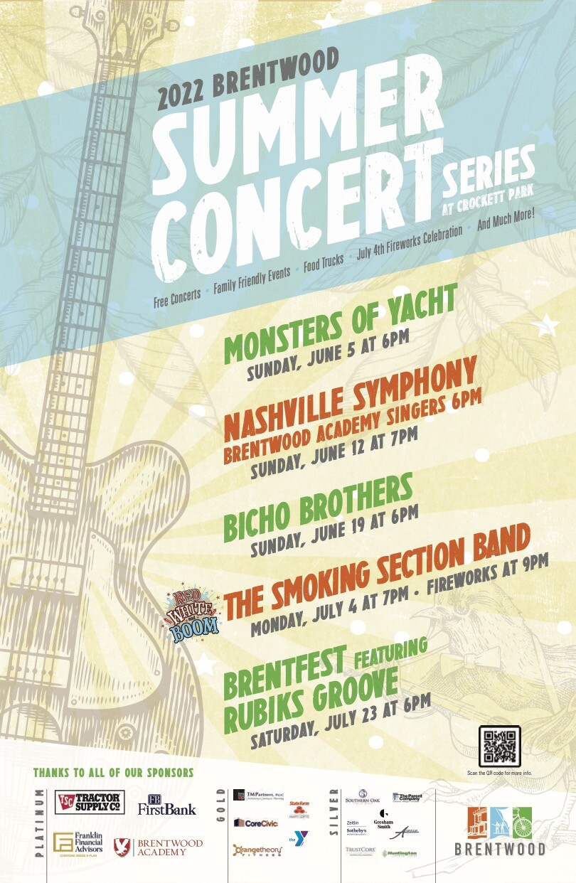 33rd Brentwood Summer Concert Series lineup poster