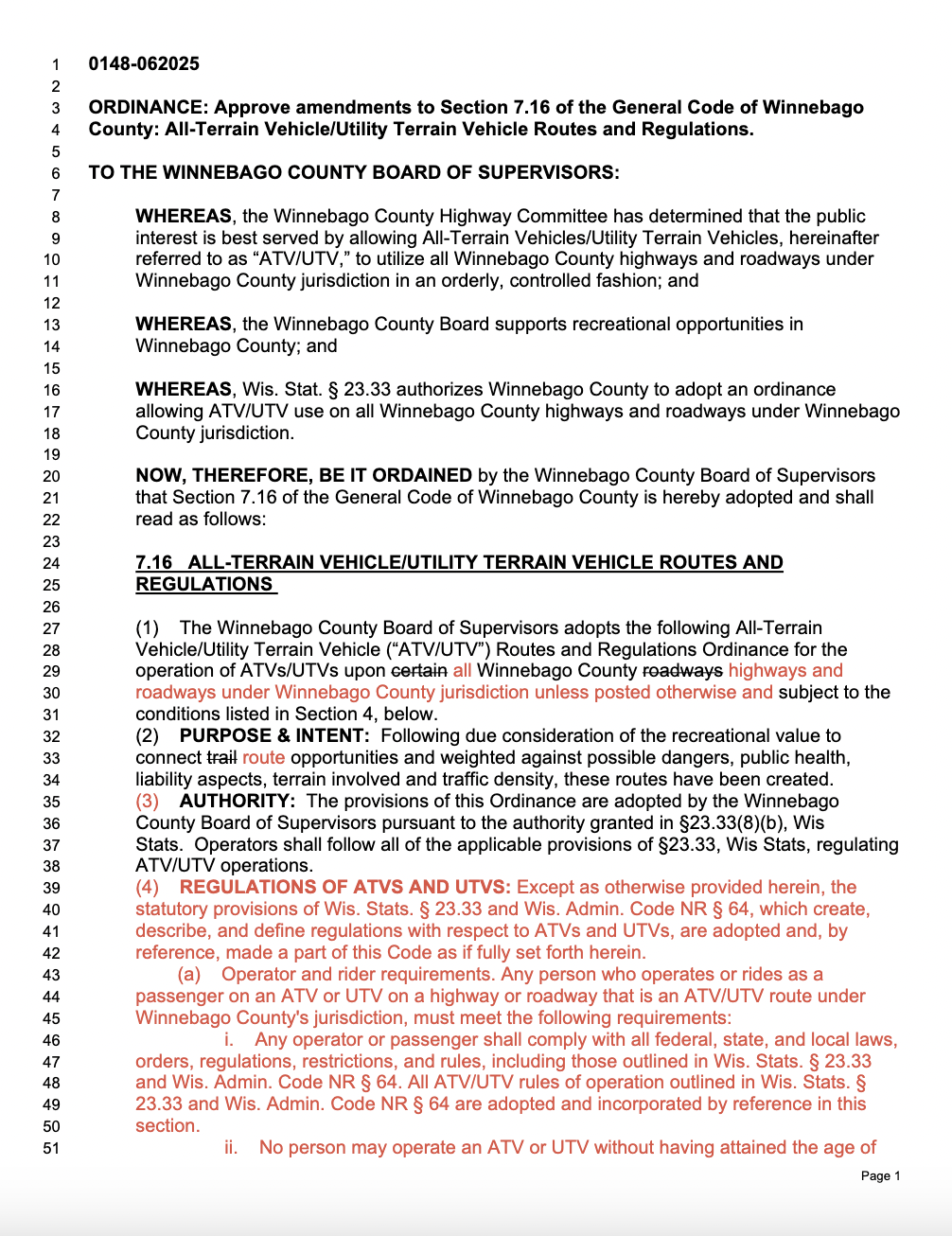 ATV UTV NEW ORDINANCE PAGE 1