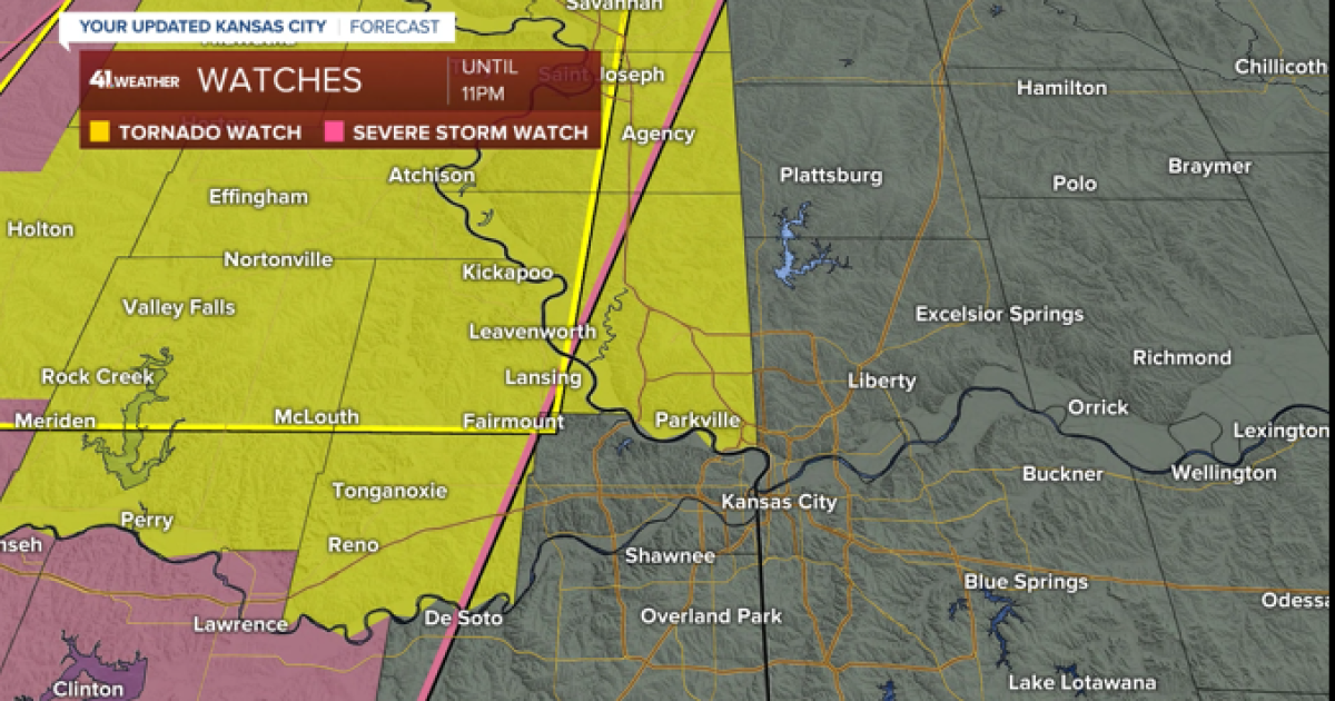 Tornado watch in effect for eastern KS, NW MO until 11 p.m. Friday