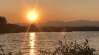 Sloan Lake hazy sunset with smoke_Sept 6 2021