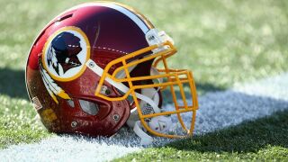A Washington Redskins helmet before the game against the New England Patriots at Gillette Stadium on Nov. 8, 2015.
