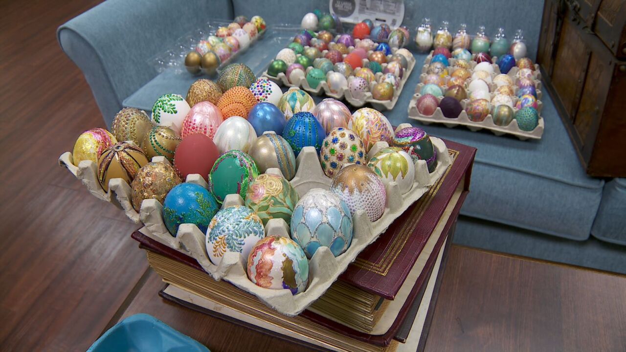 Joanne Morgan's egg art for auction