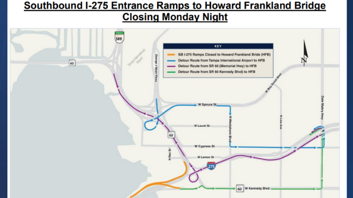 Road detours overnight Monday into Tuesday